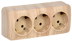 GLORY Розетка 3-местная для открытой установки с заземлением без защитных шторок 16А РС23-3-ХС сосна IEK ERH31-K34-16