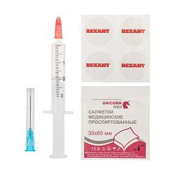 Смазка для кулеров (вентиляторов) SX-1, 2мл, (шприц, салфетки, наклейки), блистер REXANT 09-3981