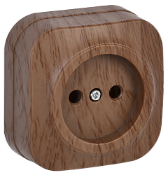 GLORY Розетка 1-местная для открытой установки без заземления без защитных шторок 10А РС20-2-ХД дуб IEK ERH10-K24-10