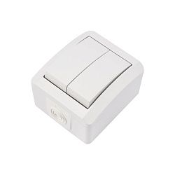 Выключатель двухклавишный INDUSTRIAL IP54 о/у, белый KRANZ KR-78-0832