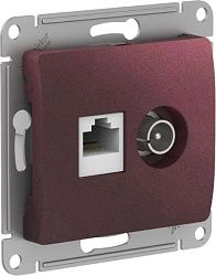 Розетка компьютерная + телевизионная 2-м Glossa RJ45 кат.5E + TV механизм баклажан. SE GSL001189 1402926