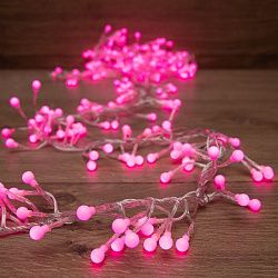 Гирлянда Мишура LED 3 м прозрачный ПВХ, 288 диодов, цвет розовый 303-607