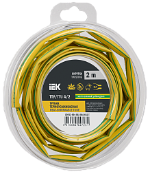 Трубка термоусадочная ТТУ нг-LS 4/2 желто-зеленая (2м/упак) IEK UDR12-004-002-002-K52-T