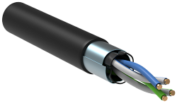 ITK Витая пара F/UTP кат.5E 2х2х24AWG solid LDPE черный (500м) LC3-C5E02-339