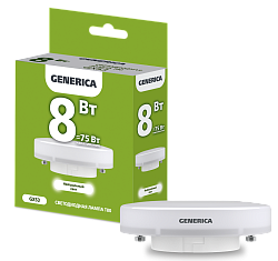 Лампа светодиодная T80 таблетка 8Вт 230В 4000К GX53 GENERICA LL-T80-08-230-40-GX53-G