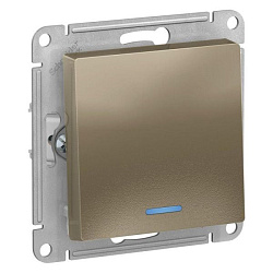 Выключатель 1-кл. СП AtlasDesign 10А IP20 (сх. 1а) 10AX с подсветкой механизм шампань SE ATN000513 1240313