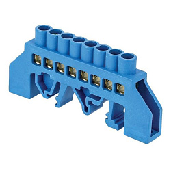 Шина "0" N (8x12мм) 8 отв. латунь синий нейл. корп. комбинир. EKF sn0-125-8-dn