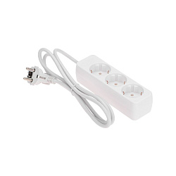 Удлинитель 3 гнезда, 1,5м, 3х0,75мм², с/з,  белый PROconnect 13-4208