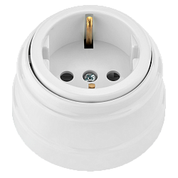 Розетка штепсельная для открытой установки с заземляющим контактом РА16-0202 11346BY