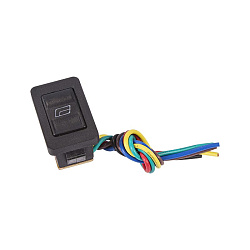 Переключатель (стеклоподъемника) клавишный 12V 20А (6с) (ON)-OFF-(ON) черный с подсветкой и проводом (ASW-21D) REXANT 36-4430