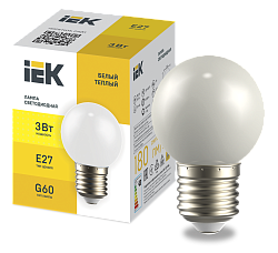 LIGHTING Лампа светодиодная декоративная G60 шар 3Вт 230В теплый белый E27 IEK LLE-G60-3-230-WW-E27