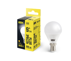 Лампа светодиодная G45 шар 9Вт 230В 3000К E14 IEK LLE-G45-9-230-30-E14
