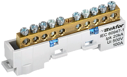 TEKFOR Шина N "ноль" неизолированная на универсальном держателе 6х9-10-С IEK TF-NN10-10-DL-K07