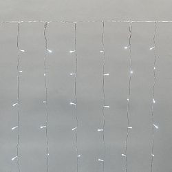 Гирлянда Дождь светодиодный 2х3м, эффект мерцания, прозрачный провод, IP44, 230В, диоды БЕЛЫЕ, 300LED NEON-NIGHT 235-555