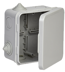 Коробка распаячная для о/п 100х100х50мм IP54 КМ41256 безгалогенная (HF) с откидной крышкой 8 гермовводов серая IEK UKO31-100-100-050-K03-54