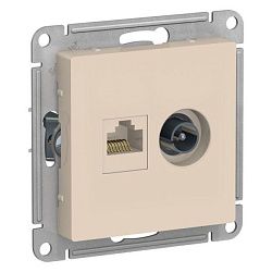 Розетка компьютерная + телевизионная 2-м AtlasDesign RJ45 кат.5E + TV механизм беж. SE ATN000289 1240214