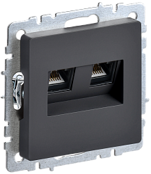 BRITE Розетка двойная RJ11+RJ45 кат.5E РК/Т12-БрГ графит IEK BR-KT20-O-1-K53