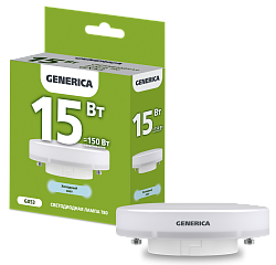 Лампа светодиодная T80 таблетка 15Вт 230В 6500К GX53 GENERICA LL-T80-15-230-65-GX53-G
