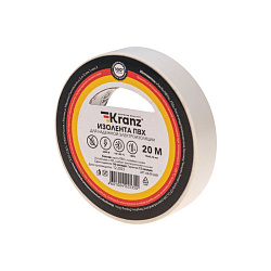 Изолента ПВХ 0,13х15мм, 20м, белая KRANZ KR-09-2601