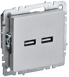 BRITE Розетка USB A+A 5В 3,1А РЮ10-1-БрА алюминий IEK BR-U21-D31-K47