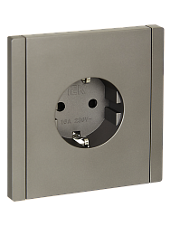 FORTE&PIANO Розетка 1-местная с заземлением с защитными шторками безвинтовое крепление 16А FP513 сталь IEK FP-R14-16-1-K46