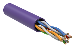 ITK Витая пара U/UTP кат.5E 4х2х24AWG solid LSZH нг(А)-HF фиолетовый (305м) LC1-C5E04-126