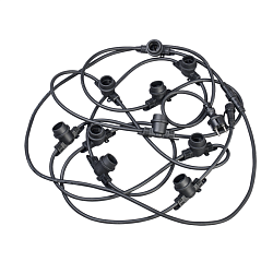 LIGHTING Гирлянда белт-лайт 5м 15 патронов E27 без ламп IP65 черный шнур 2м 230В транзит IEK LGDU601-0-015-05-B-S-65