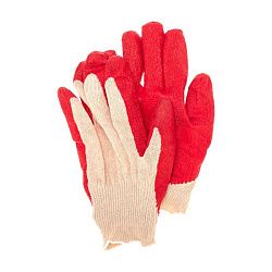 Перчатки х/б с одинарным латексным покрытием, 5 нитей, 36 г, 10 класс вязки, красного цвета 09-0220