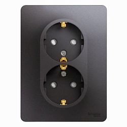 Розетка 2-м СП Glossa 16А IP20 250В с заземл. защ. шторки в сборе графит SE GSL001326 454455