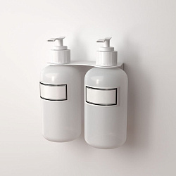 Держатель дозатора для жидкого мыла и шампуней на 2 флакона настенный, белый REXANT 38-0700