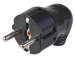 Вилка разборная угловая ВПу11-02-Ст с заземляющим контактом 16А черная IEK EVP11-16-01-K02