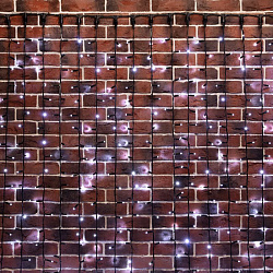 Гирлянда Светодиодный Дождь 2х6м, постоянное свечение, черный провод КАУЧУК, 230 В, диоды БЕЛЫЕ (шнур питания в комплекте) 237-165