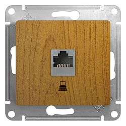 Розетка компьютерная 1-м СП Glossa RJ45 кат.5E механизм дерево дуб SE GSL000581K 288568
