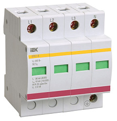 KARAT Ограничитель импульсного перенапряжения ОПС1-D 4P In=5кА Un=230В Im=10кА IEK MOP20-4-D