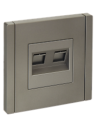 FORTE&PIANO Розетка компьютерная двойная RJ45 кат.6 FP534 сталь IEK FP-K20-2-K46