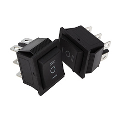 Переключатель клавишный 250V 15А (6с) (ON)-OFF-(ON) черный  с нейтралью  Б/Фикс  (RWB-508, SC-767)  REXANT 36-2375