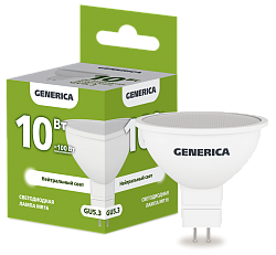 Лампа светодиодная MR16 софит 10Вт 230В 4000К GU5.3 GENERICA LL-MR16-10-230-40-GU5-G