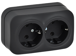 GLORY Розетка 2-местная для открытой установки с заземлением без защитных шторок 16А РС22-3-ХЧм черный матовый IEK ERH21-K02M-16