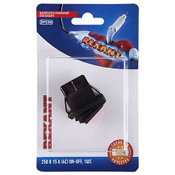 Выключатель клавишный 250V 15А (4с) ON-OFF красный  с подсветкой  ВЛАГОЗАЩИТА  (RWB-507)  REXANT (в упак. 1шт.) 06-0307-C