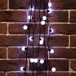 Гирлянда светодиодная Мультишарики Ø23мм 10м 80 LED БЕЛЫЙ черный ПВХ IP65 постоянное свечение 230В нужен блок 303-500 NEON-NIGHT 303-515