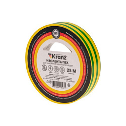 Изолента ПВХ 0,13х15мм, 25м, желто-зеленая KRANZ KR-09-2107