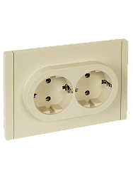 FORTE&PIANO Розетка 2-местная с заземлением без защитных шторок безвинтовое крепление 16А FP424 ваниль IEK FP-R21-16-1-K10