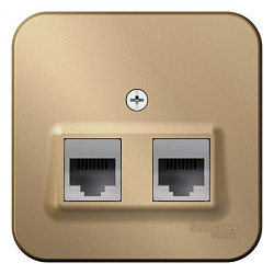 Розетка компьютерная + телефонная 2-м ОП Blanca RJ45 кат.5E + RJ11 с изолир. пластиной титан SE BLNIA045114 1210607