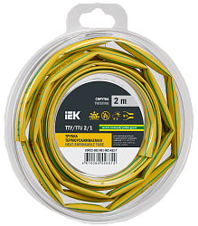Трубка термоусадочная ТТУ нг-LS 2/1 желто-зеленая (2м/упак) IEK UDR12-002-001-002-K52-T