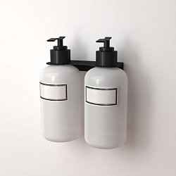 Держатель дозатора для жидкого мыла и шампуней на 2 флакона настенный, черный REXANT 38-0699