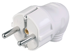 Вилка разборная угловая ВПу11-01-Ст с заземляющим контактом 16А белая IEK EVP11-16-01-K01