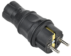 Вилка прямая 16А IP44 каучук черная GENERICA EVK20-016-01-44-K02-G