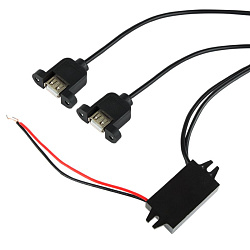 Адаптер DC 12 V-2xUSB-A 5 V 3 A REXANT 16-0602
