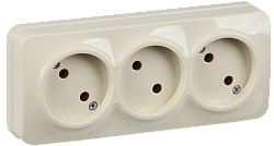 GLORY Розетка 3-местная для открытой установки без заземления без защитных шторок 10А РС23-2-ХК кремовый IEK ERH30-K33-10