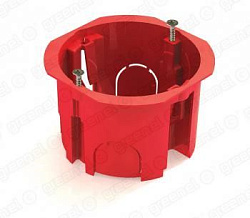 Коробка установочная 1-местная D68х45мм КИРПИЧ с саморезами КРАСНАЯ (100шт) GE40006